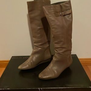Grey leather boots